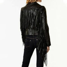 Classic Black Motorcyle Biker Genuine Lambskin Leather Jacket  for Women