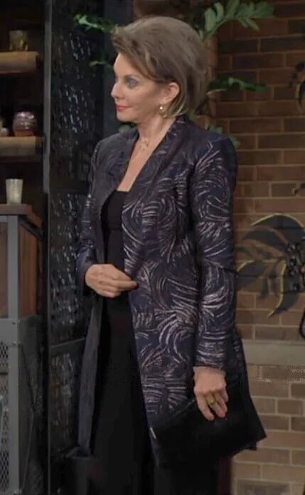Gloria Abbott The Young and The Restless Metallic Feather Print Coat