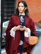 Gossip Girl S02 Zión Moreno Maroon Cape Cardigan