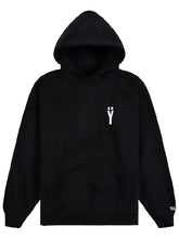 Black JAY-Z hoodie with a white Ÿ logo on the chest, a small sleeve cuff detail, and a front kangaroo pocket