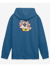 Blue Brewers City Connect hoodie with Barrelman and sunset Wisconsin outline graphic