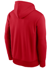 Plain red Phillies pullover hoodie with ribbed hem and paneled sleeves