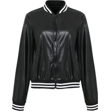 Black Bomber Chic Biker Genuine Sheepskin Leather Jacket for Women?s