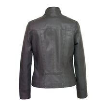 Black Stab-Stitch Style Genuine Sheepskin Racer Leather Jacket for Women