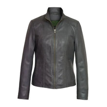Black Stab-Stitch Style Genuine Sheepskin Racer Leather Jacket for Women