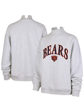 Chicago Bears women's heather gray mock neck pullover sweatshirt, front and back view