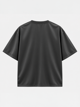 Back view of black oversized Billy Bones Club tee with plain back, ribbed crew neck, and dropped shoulders