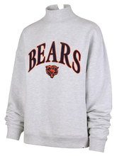 Front view of Chicago Bears embroidered mock neck sweatshirt in heather gray