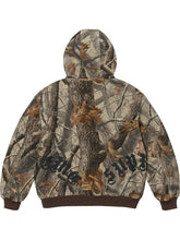Supreme leather applique Printed camo fleece hooded jacket Back