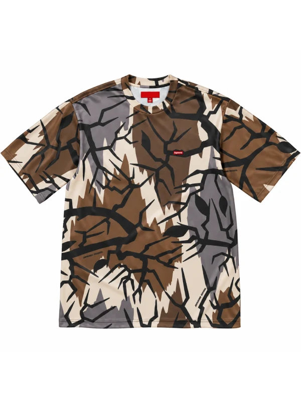 Supreme Small Box Predator Camo Tee front view showing the fractured camo print and small red box logo on the left chest.