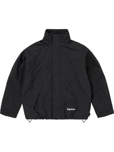 Black Supreme Gore-Tex jacket with hood down, front view showing the streamlined silhouette.