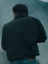 Back view of Hig's green canvas jacket from The Dog Stars movie