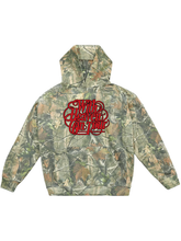 Camo print hoodie with red 